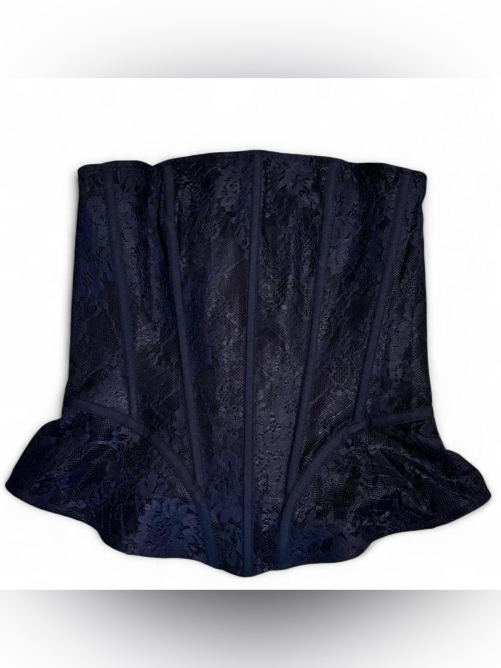 Navy Blue Lace Corset Top